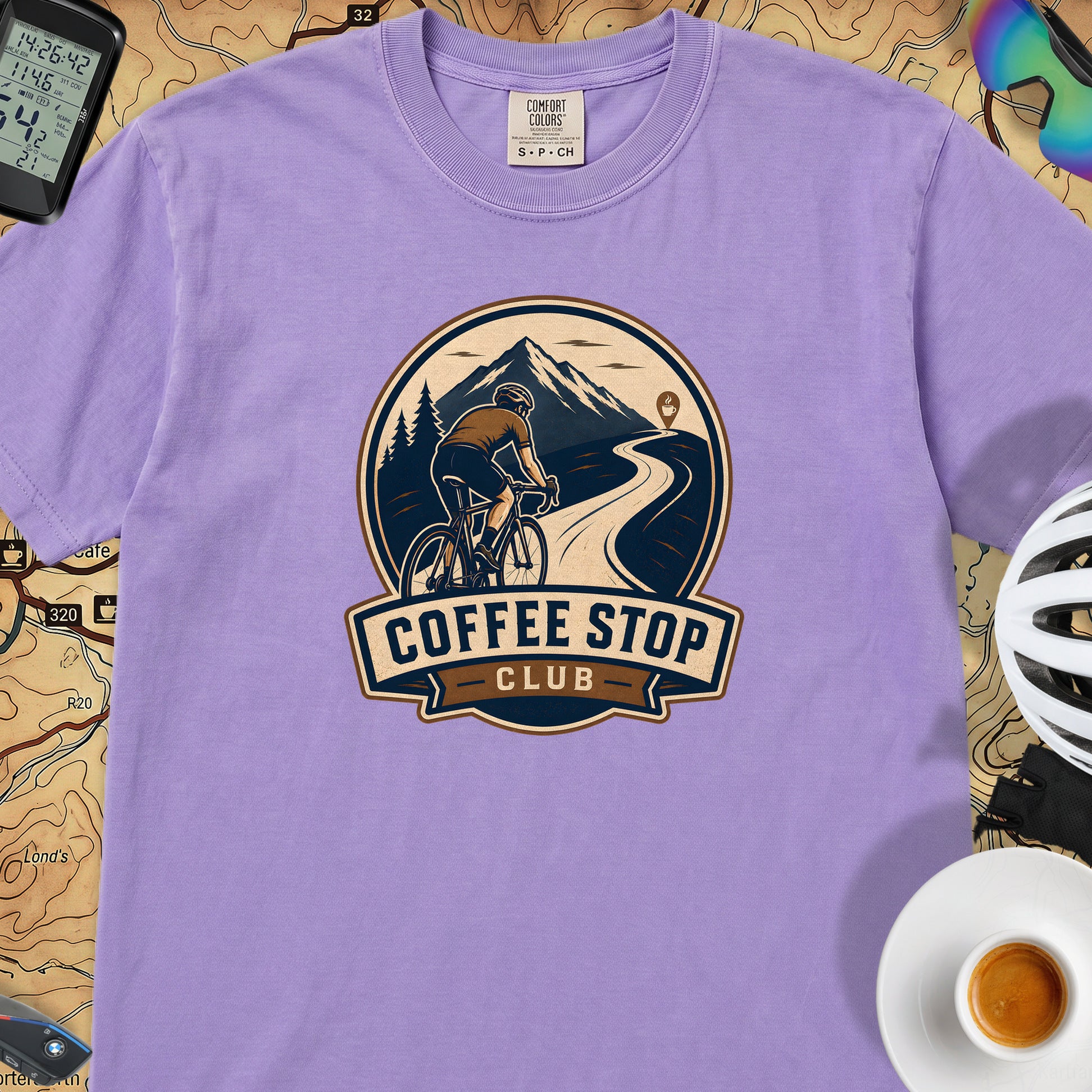Coffee Stop Club Riders T-Shirt — Violet