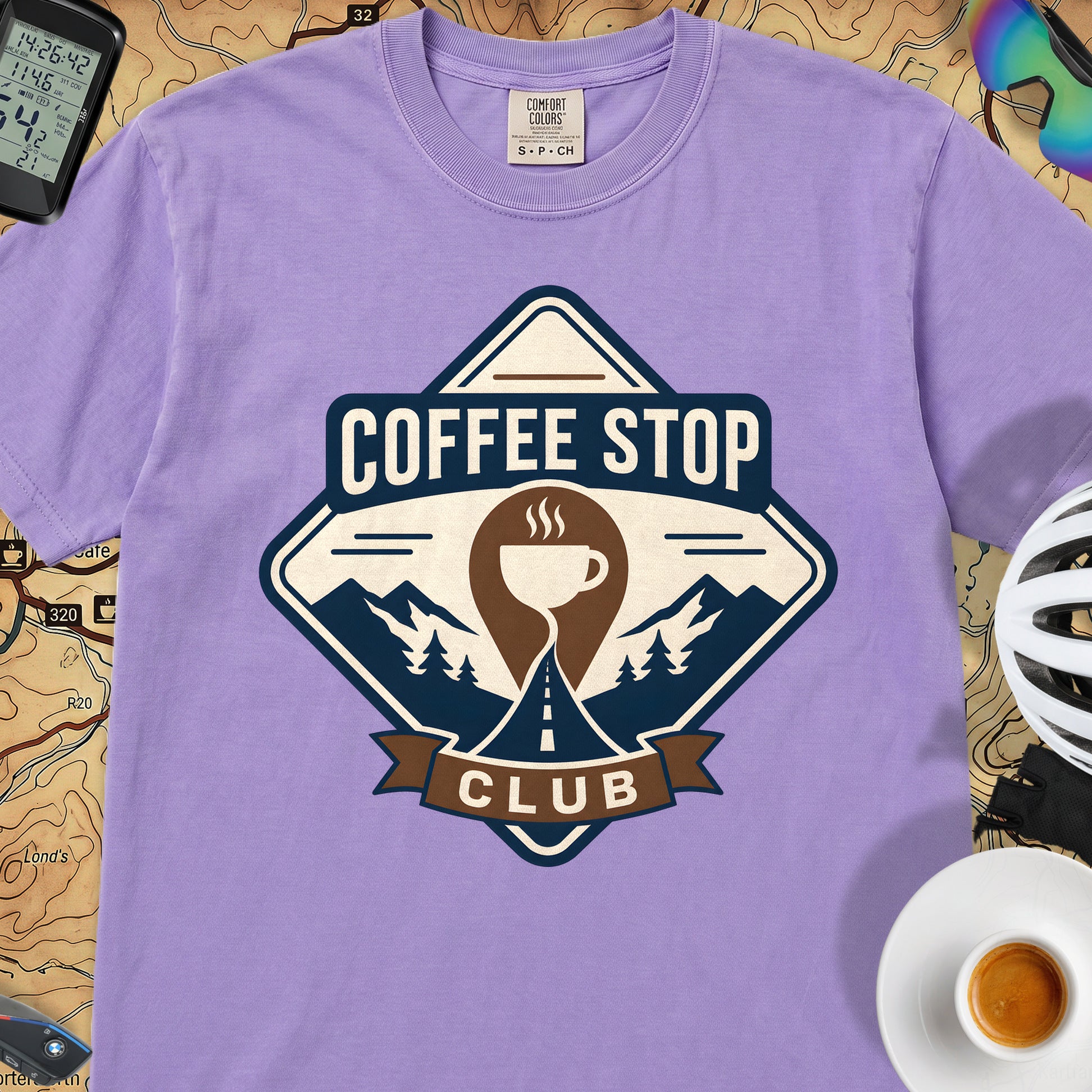 The Coffee Stop Club T‑Shirt — Violet