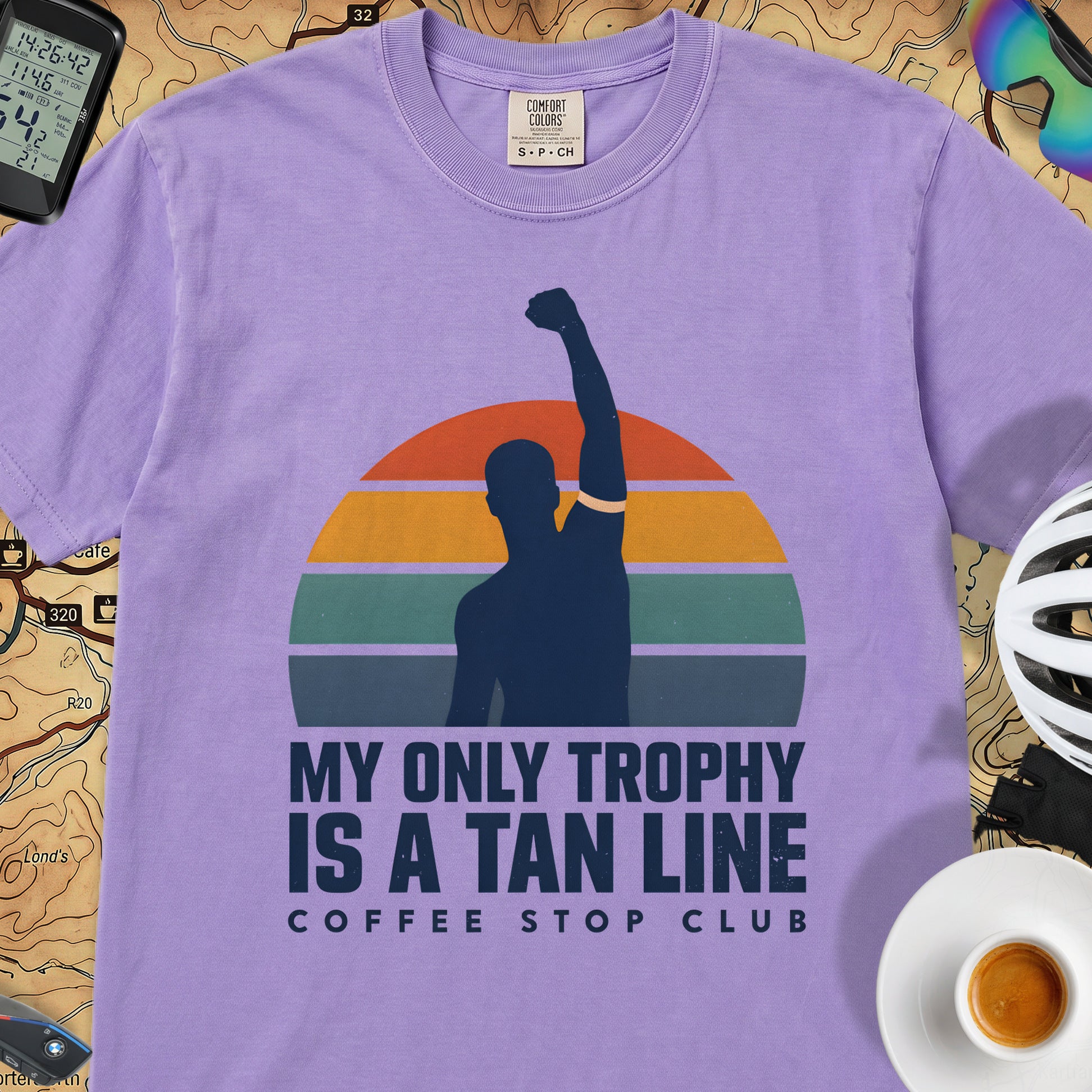 Tan Line Trophy Cycling T-Shirt — Violet