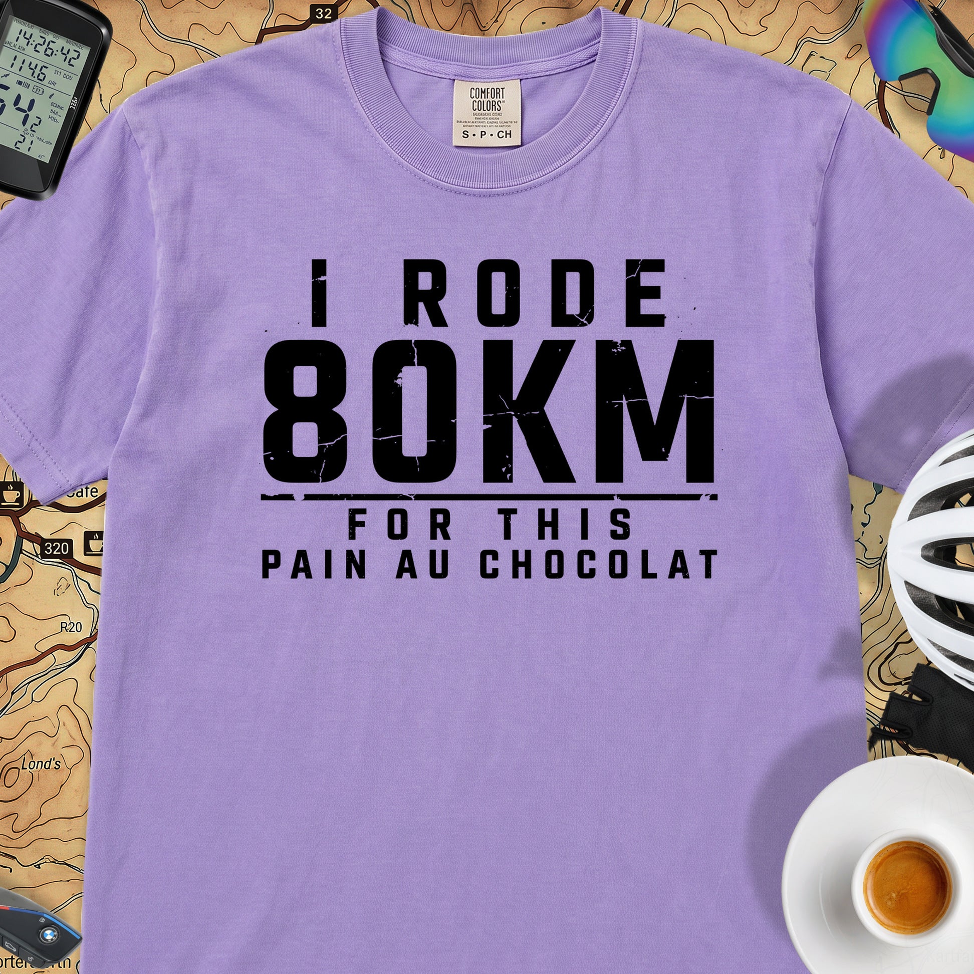 I Rode 800km For a Pain au Chocolat T‑Shirt — Violet