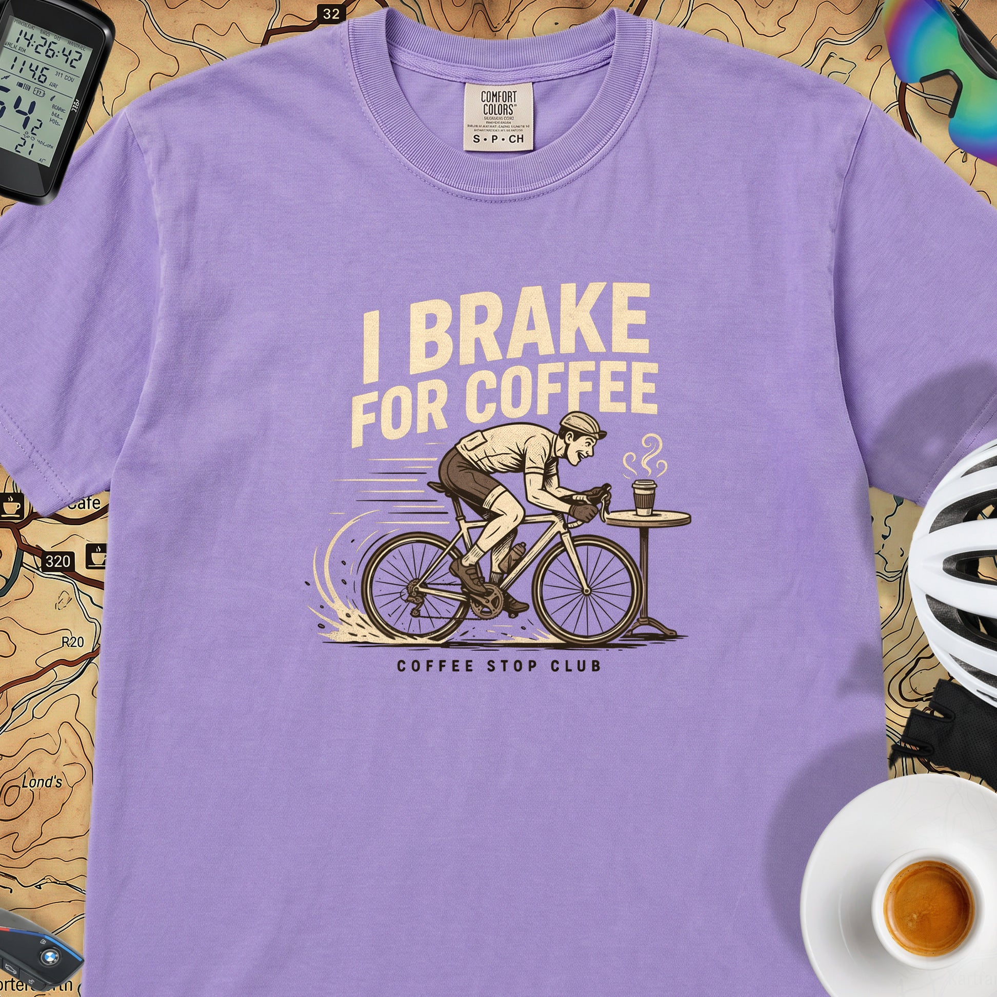 I Brake For Coffee  T-Shirt — Violet
