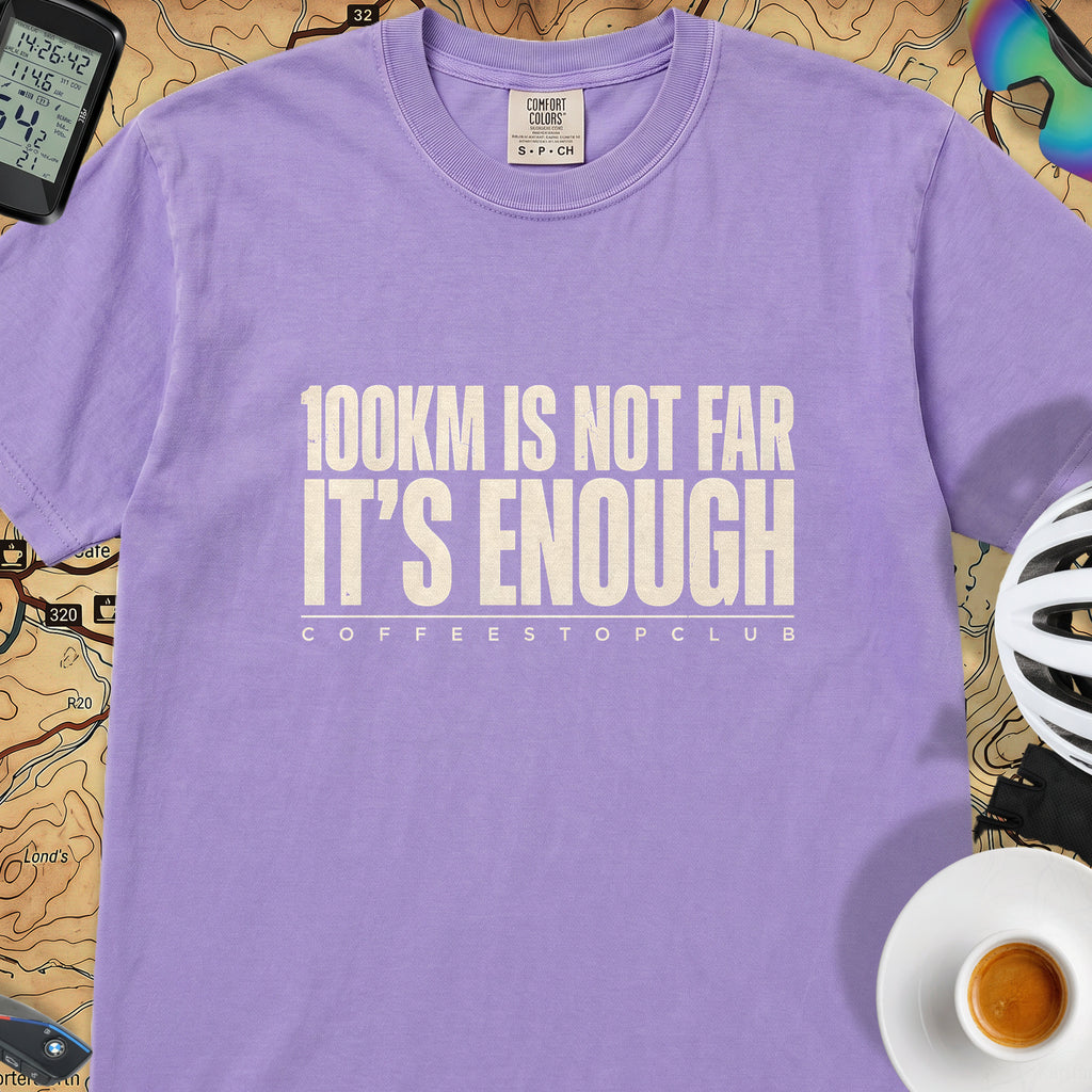 100Km is Not Far T‑Shirt — Violet