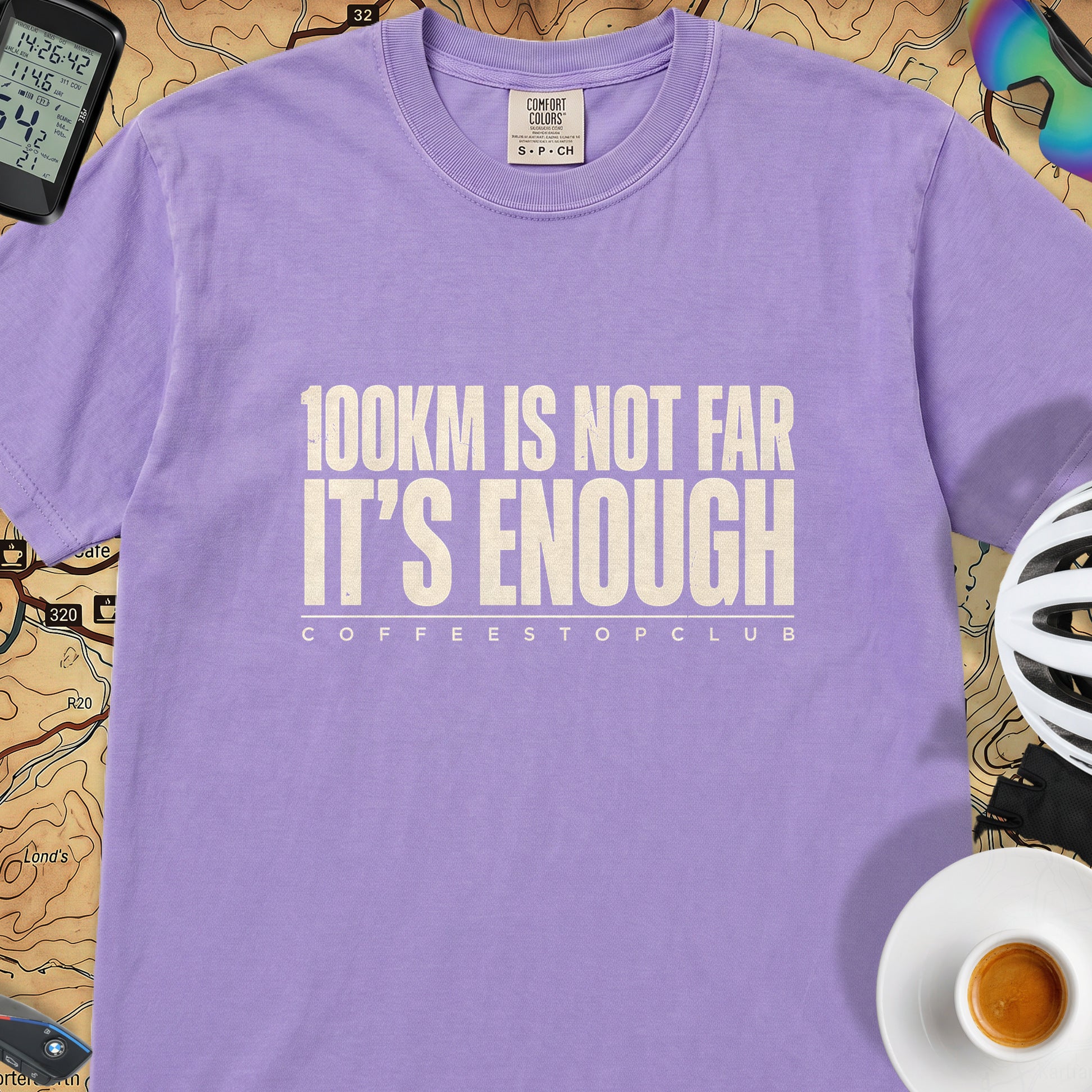100Km is Not Far T‑Shirt — Violet
