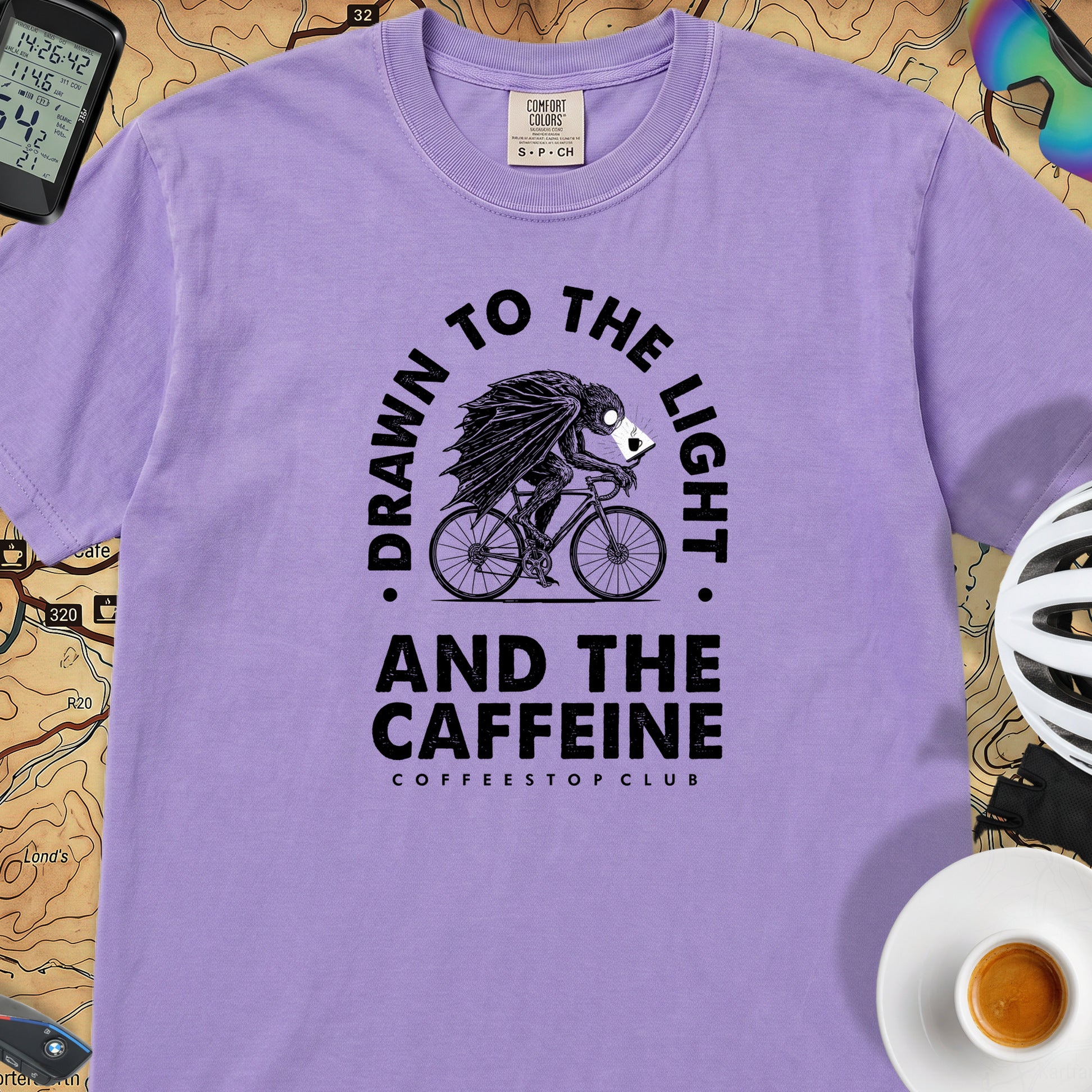 Drawn to the Light Cyclist T-Shirt — Violet