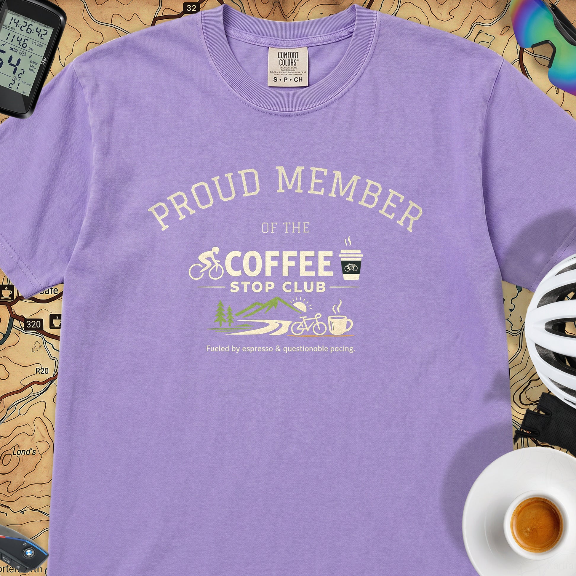  Proud Member Coffee Stop Club T-Shirt — Violet