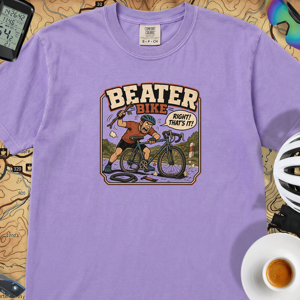Beater Bike Comic T‑Shirt — Violet