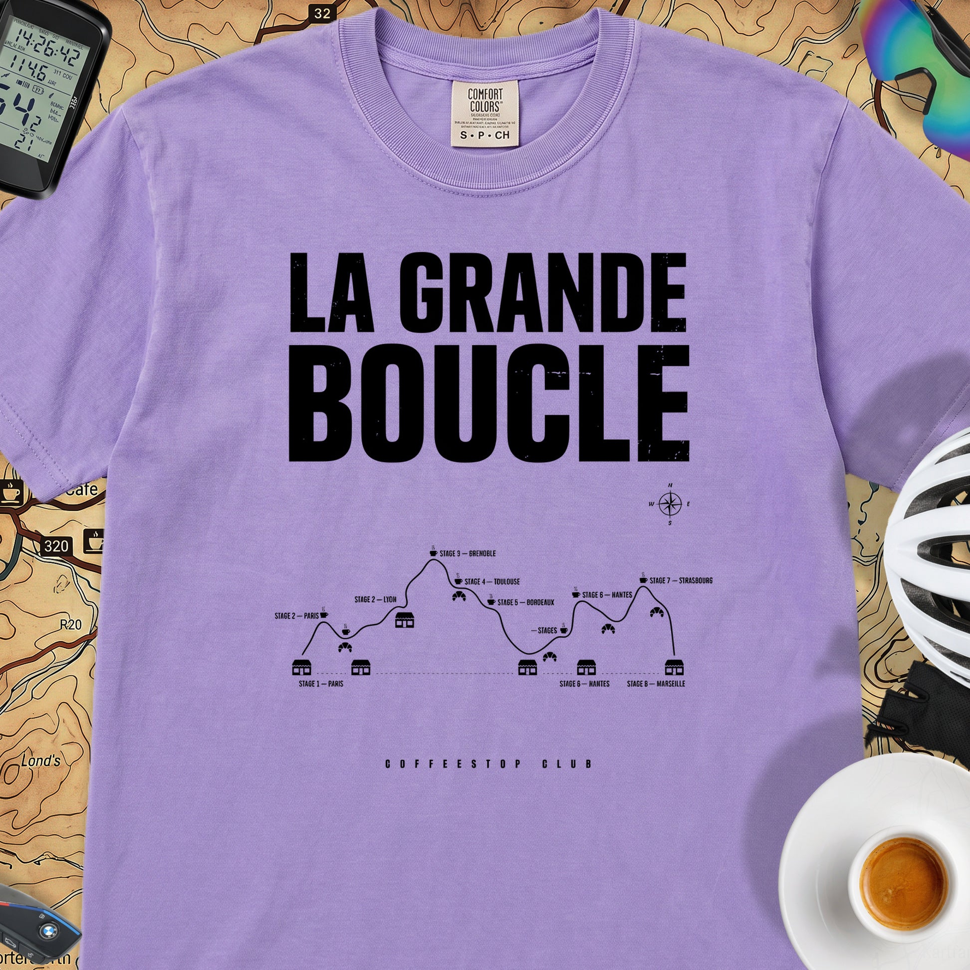 Grande Boucle TdF Cycling T-Shirt — Violet
