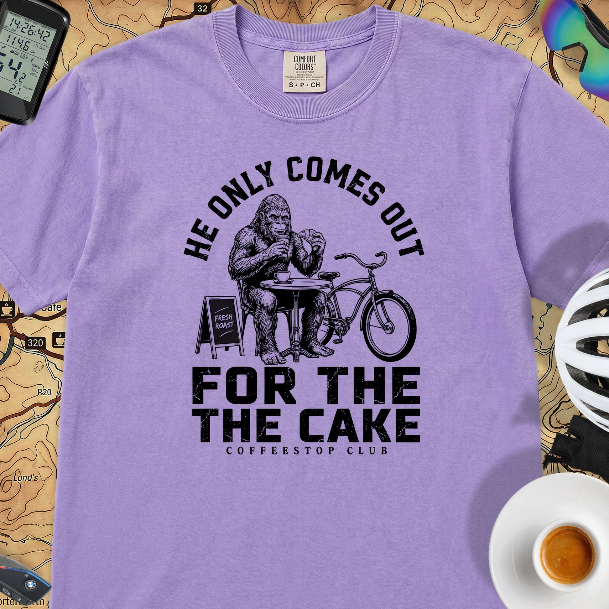 Only For The Cake Cyclist T-Shirt — Violet