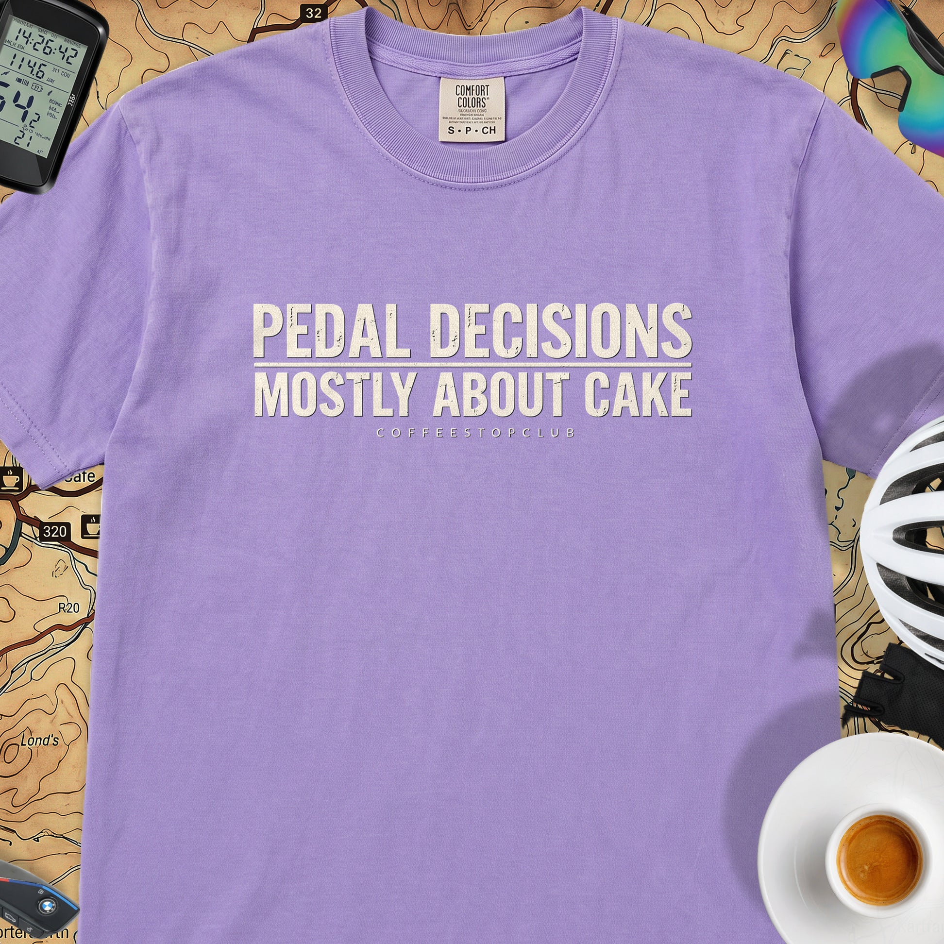 Pedal Decisicions Cycling T-Shirt — Violet