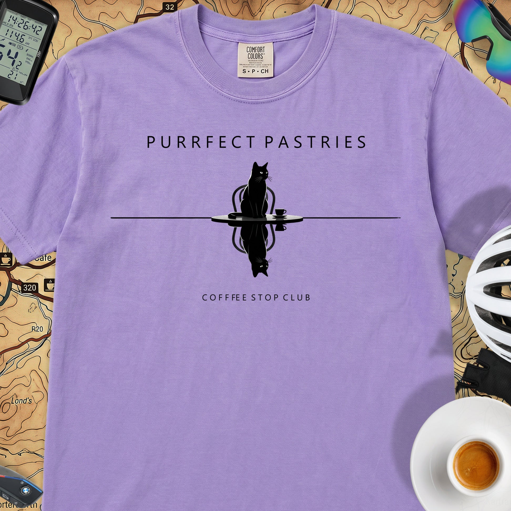 Cat Reflection Cycling T-Shirt — Violet