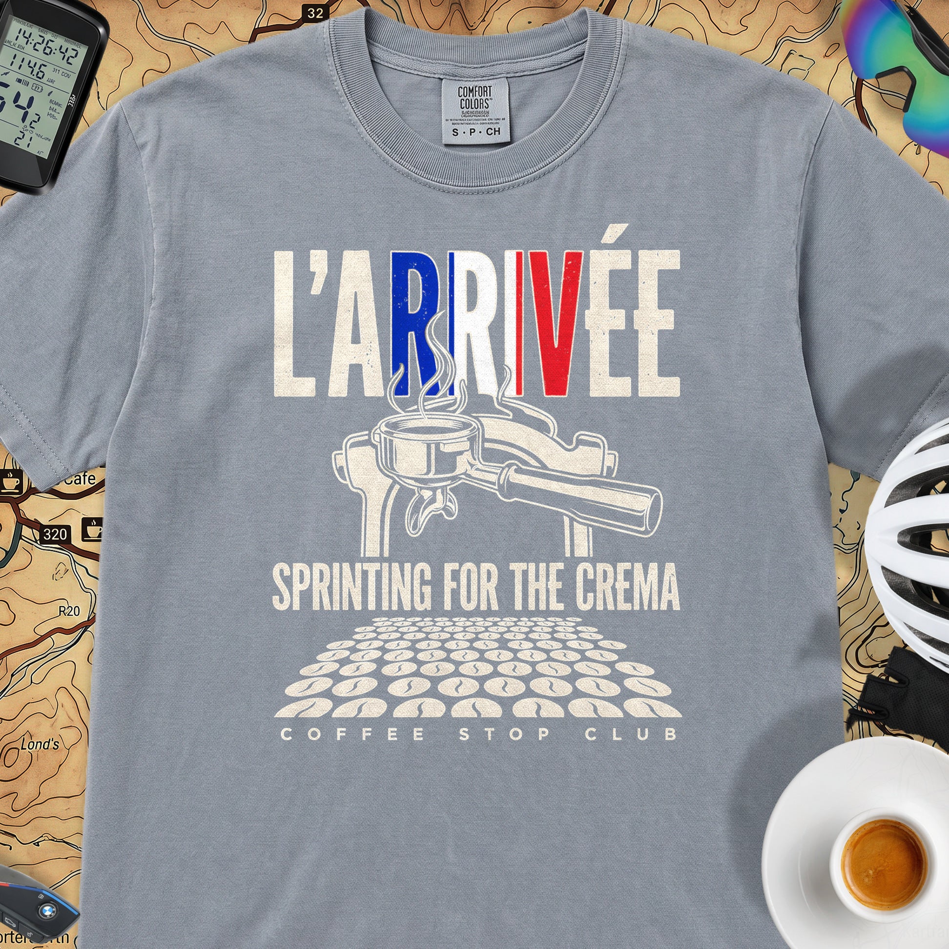 L'Arrivée TdF Cycling T-Shirt — Washed Denim