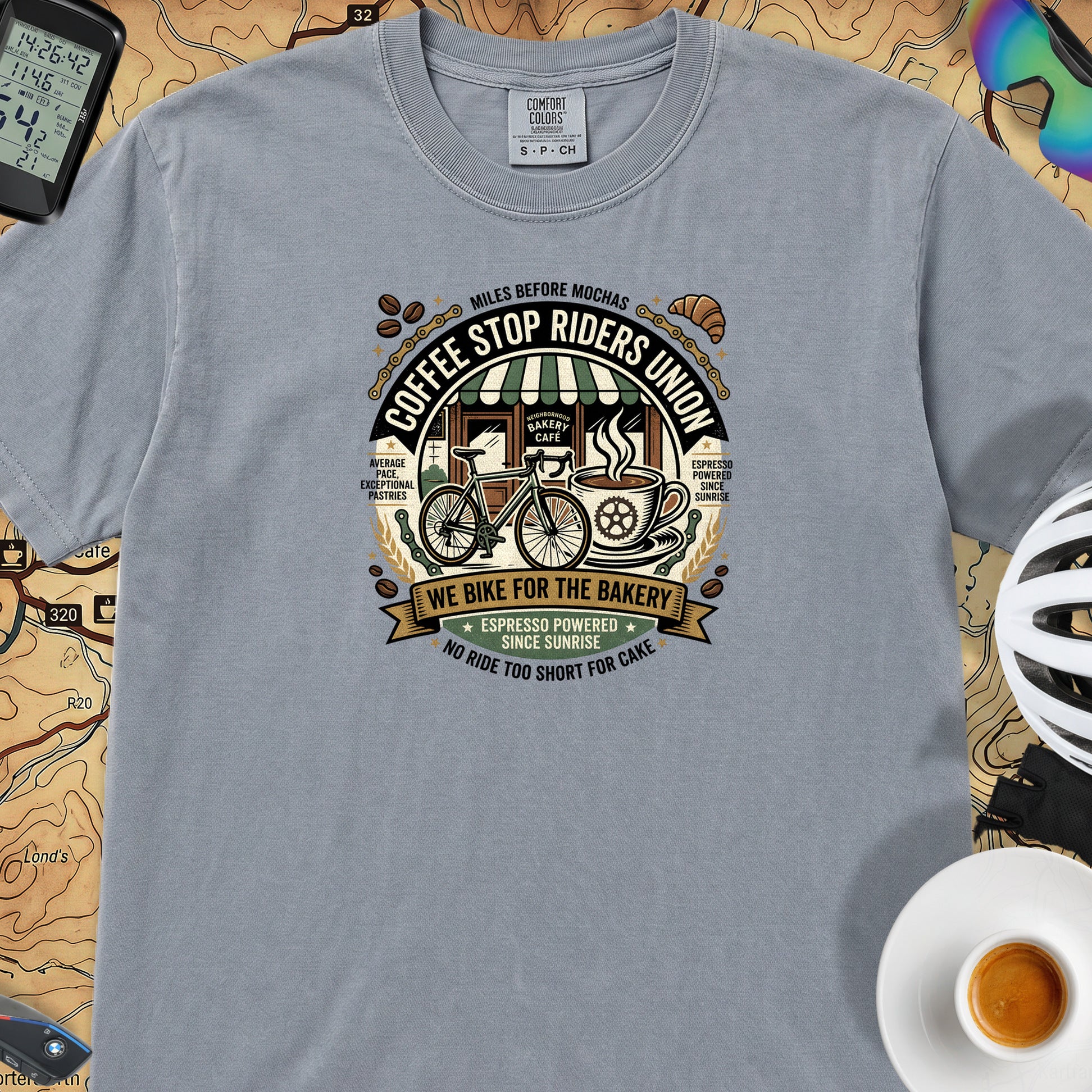 Riders Union Bakery T-Shirt — Washed Denim