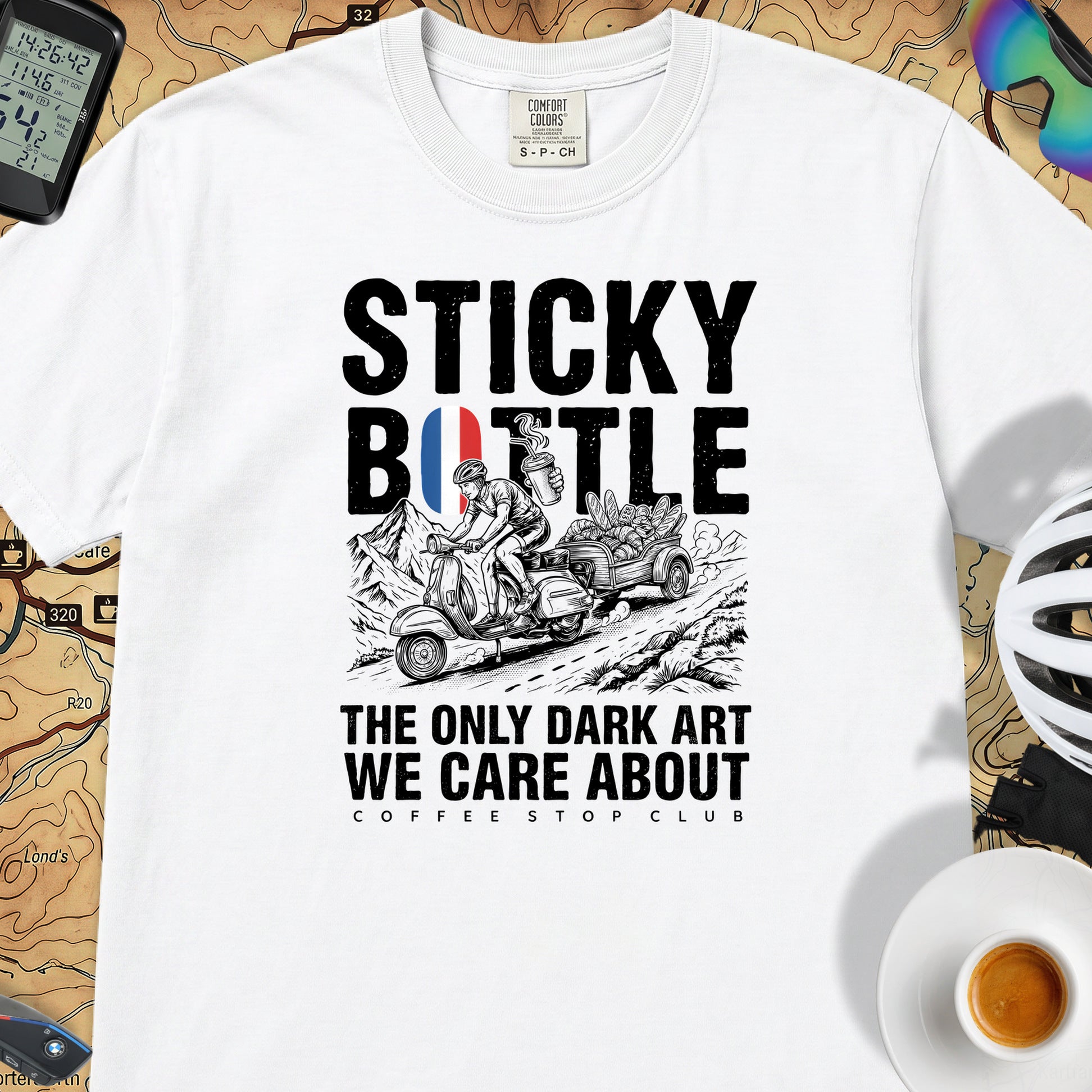 Sticky Bottle TdF Cycling T-Shirt — White