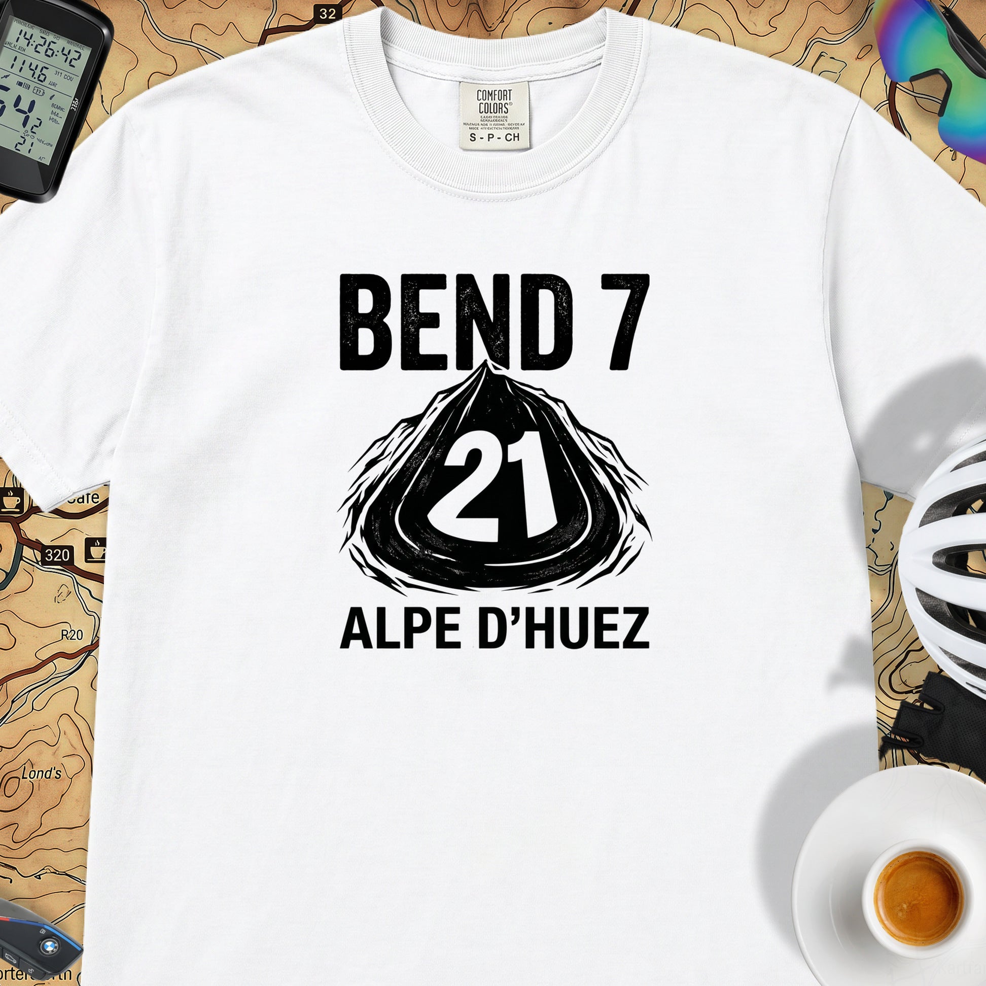 Bend 7 Alpe d'Huez Cyclist T-Shirt — White