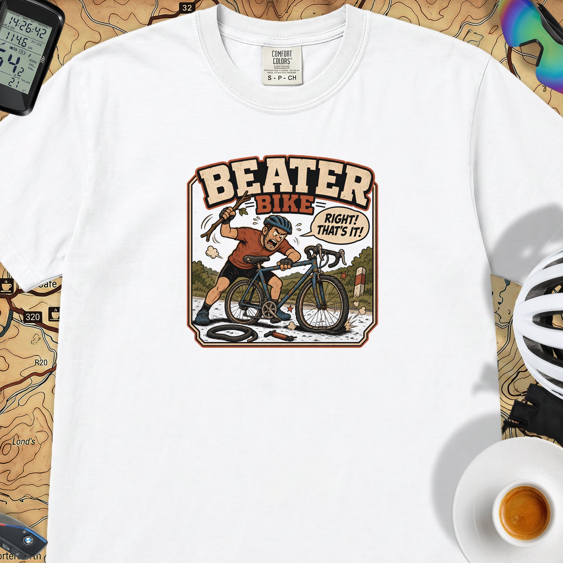 Beater Bike Comic T‑Shirt — White