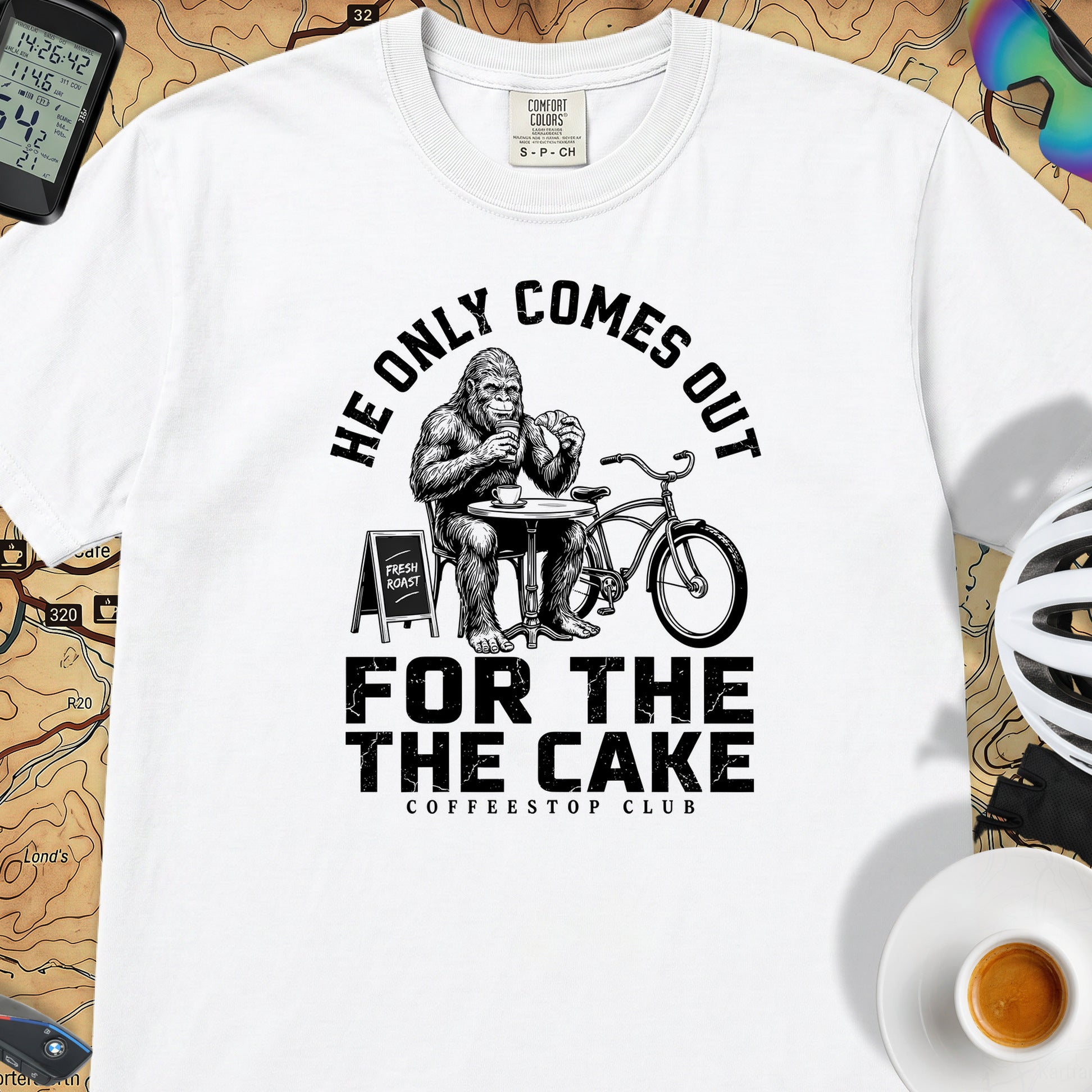 Only For The Cake Cyclist T-Shirt — White
