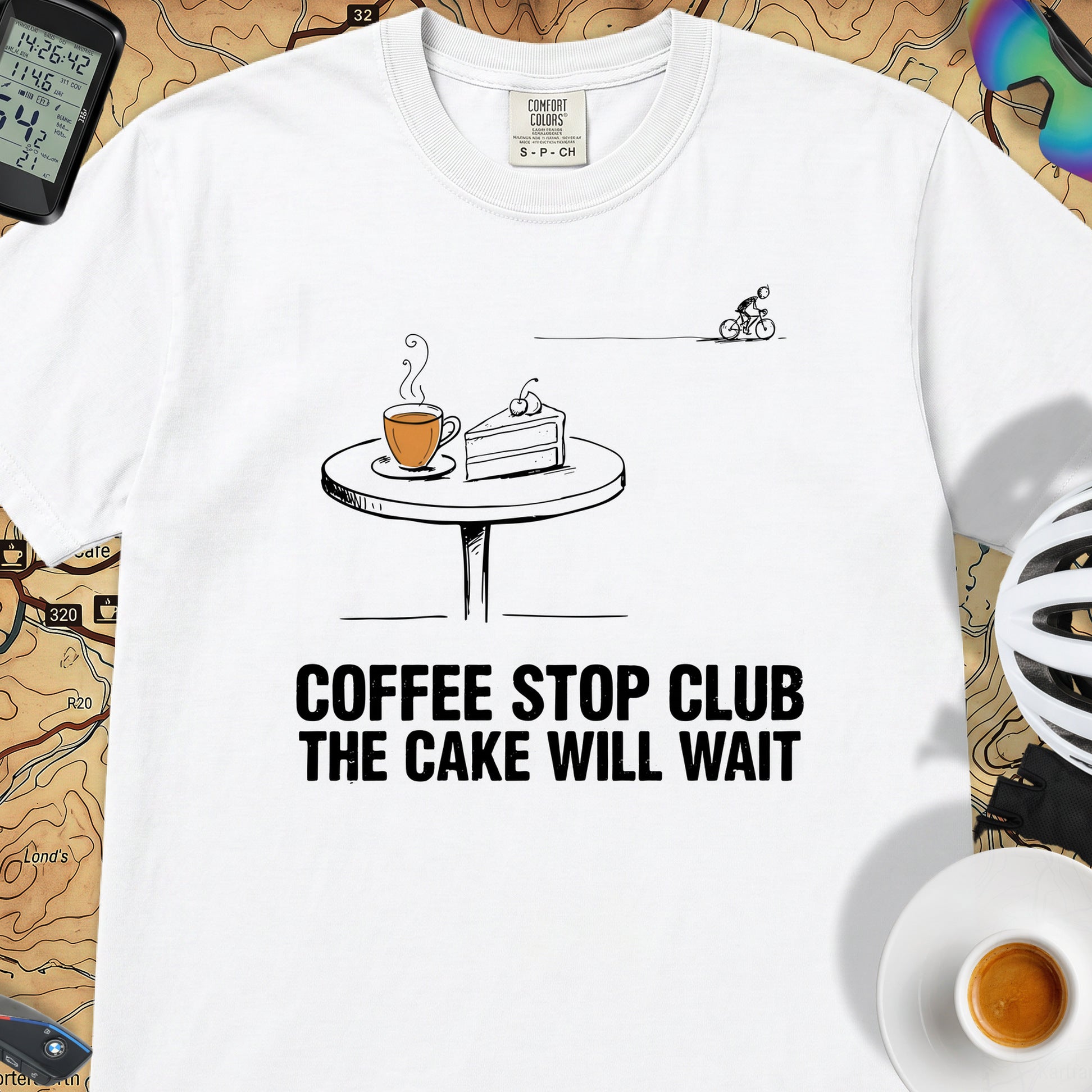Cake Will Wait Cycling T-Shirt — White