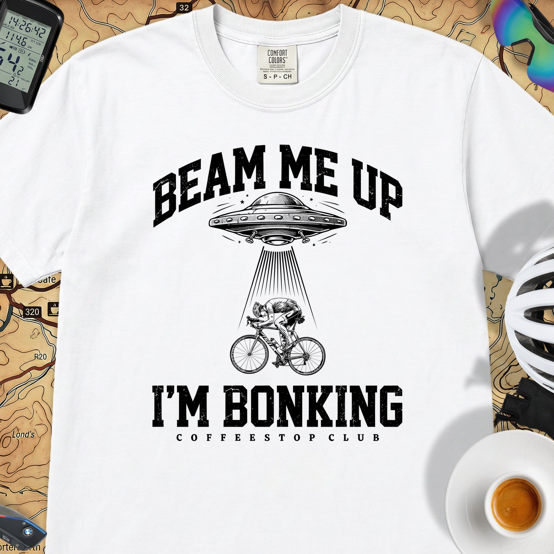 Beam Me Up Bonking Cycling T-Shirt — White