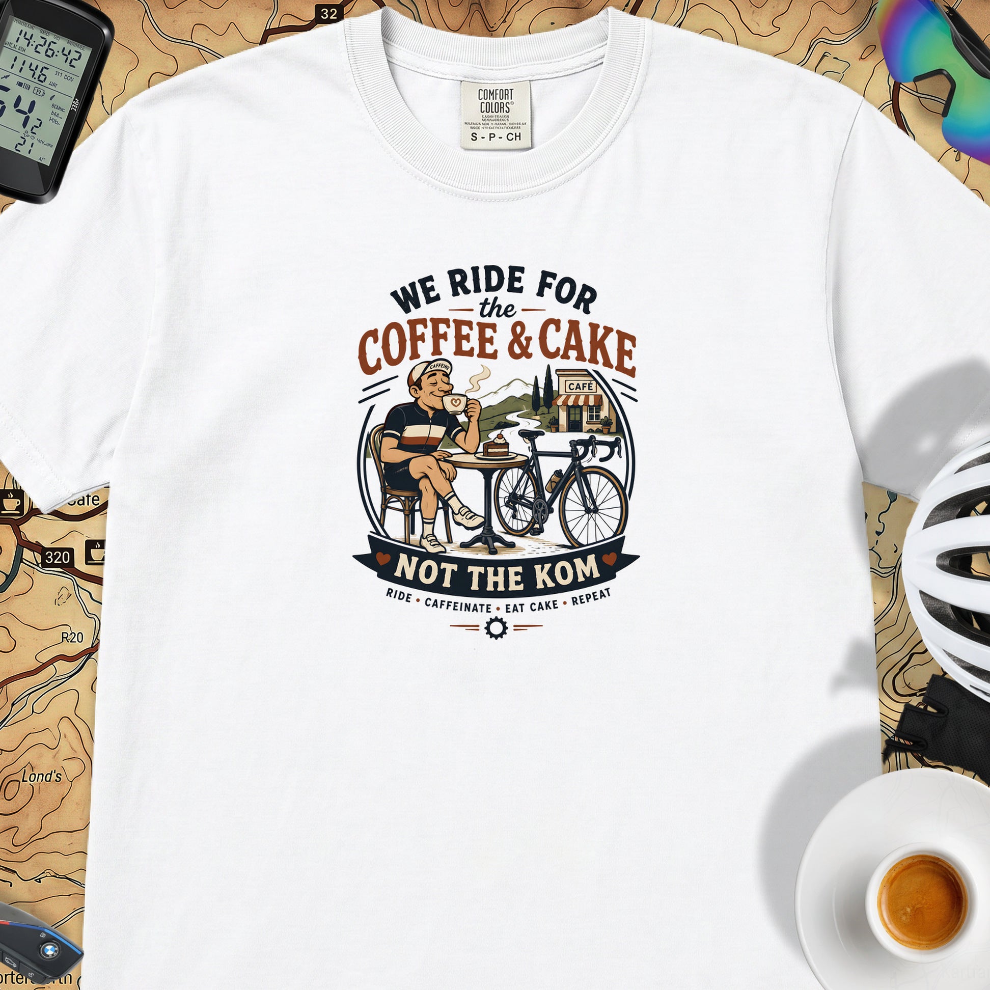 Ride For Coffee  and Cake T-Shirt — White